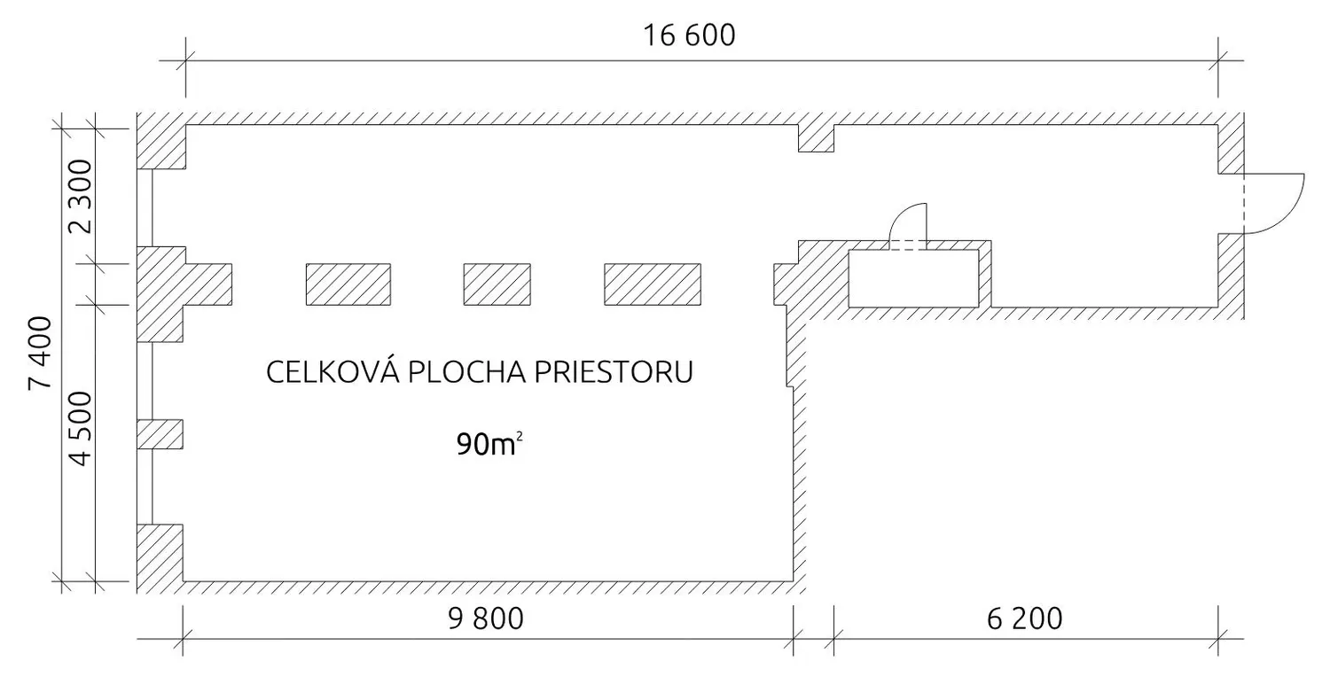 Celková plocha priestoru 90m2